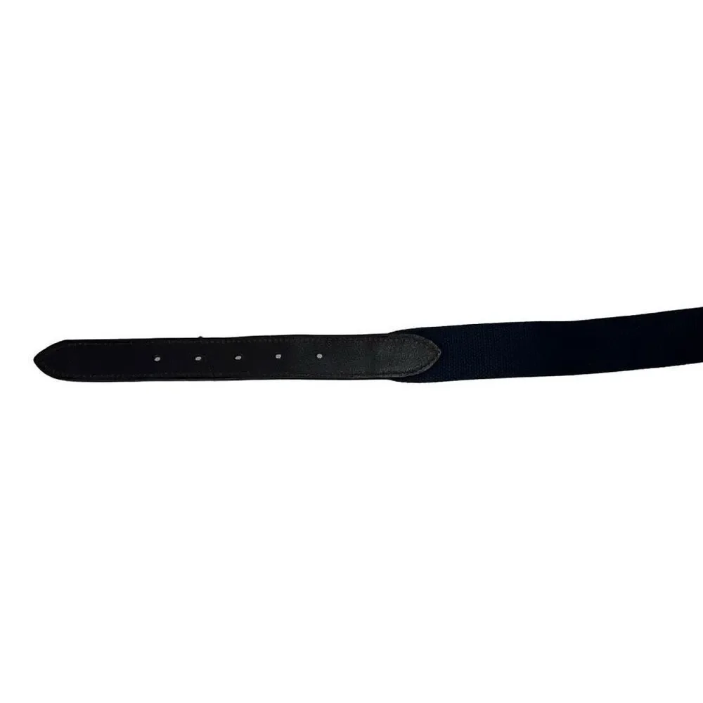 Vineyard Vines Men’s Whale Adjustable Belt Logo Silk Leather Blue Brown Sz 30
